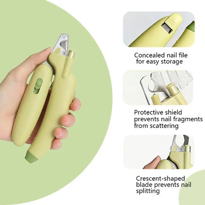 Professional Pet Nail Trimmer with LED Light and UV Lamp, Quick and Safe Grooming, Sharp Blades, Built-In Nail File, Nail Collector, Ergonomic Non-Slip Handle for All Pet Sizes