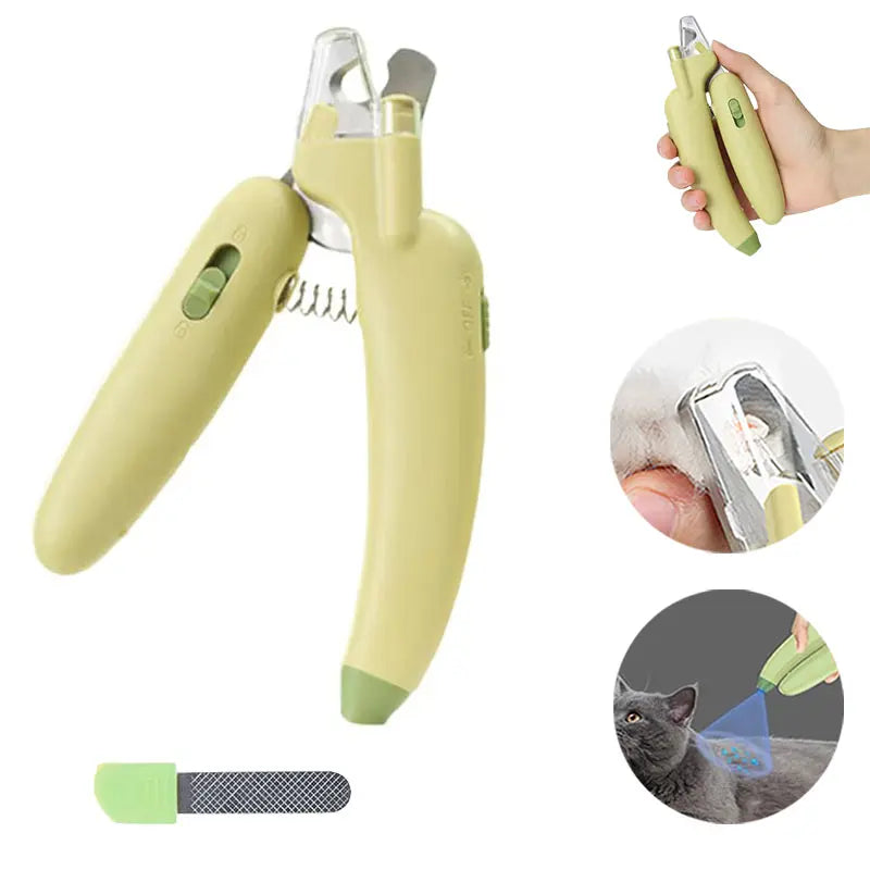 Professional Pet Nail Trimmer with LED Light and UV Lamp, Quick and Safe Grooming, Sharp Blades, Built-In Nail File, Nail Collector, Ergonomic Non-Slip Handle for All Pet Sizes
