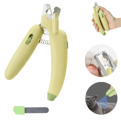Professional Pet Nail Trimmer with LED Light and UV Lamp, Quick and Safe Grooming, Sharp Blades, Built-In Nail File, Nail Collector, Ergonomic Non-Slip Handle for All Pet Sizes