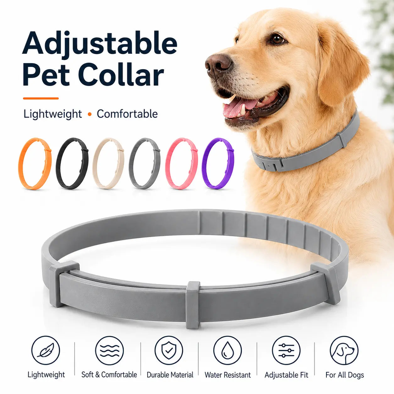 Adjustable Lightweight Dog Collar for Large Breeds Over 18 lbs, Ideal for Daily Wear and Outdoor Activities with Fresh Scent