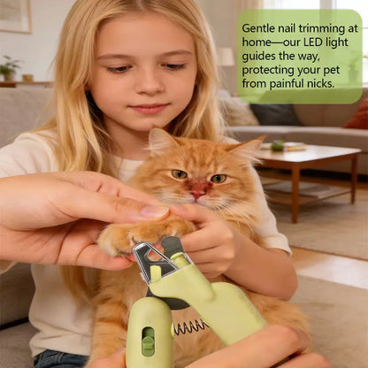 Professional Pet Nail Trimmer with LED Light and UV Lamp, Quick and Safe Grooming, Sharp Blades, Built-In Nail File, Nail Collector, Ergonomic Non-Slip Handle for All Pet Sizes