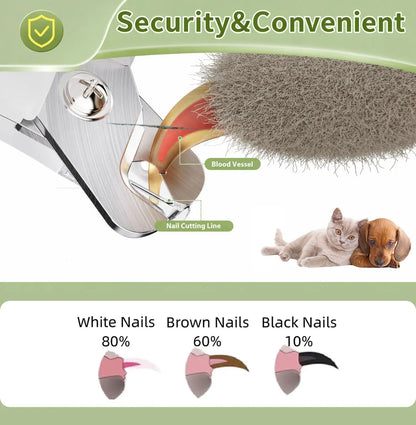 Professional Pet Nail Trimmer with LED Light and UV Lamp, Quick and Safe Grooming, Sharp Blades, Built-In Nail File, Nail Collector, Ergonomic Non-Slip Handle for All Pet Sizes